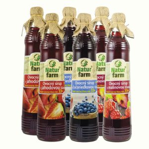Natur Farm Eper-Áfonya-Málna 3x2 db tartósítószer-mentes gyümölcsszörp cukorral, 6x700 ml