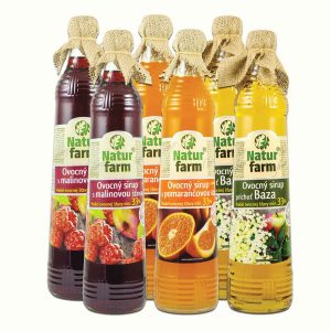 Natur Farm Málna-Narancs-Bodza 3x2 db tartósítószer-mentes gyümölcsszörp cukorral, 6x700 ml