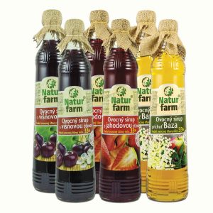 Natur Farm Meggy-Eper-Bodza 3x2 db tartósítószer-mentes gyümölcsszörp cukorral, 6x700 ml
