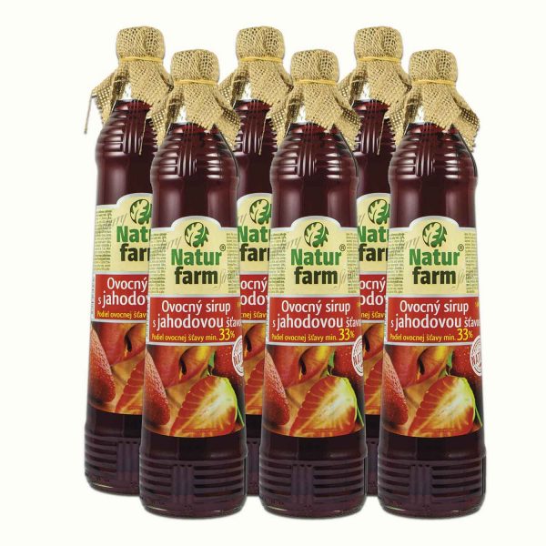 Natur Farm Eper 6 db tartósítószer-mentes gyümölcsszörp cukorral, 6x700 ml