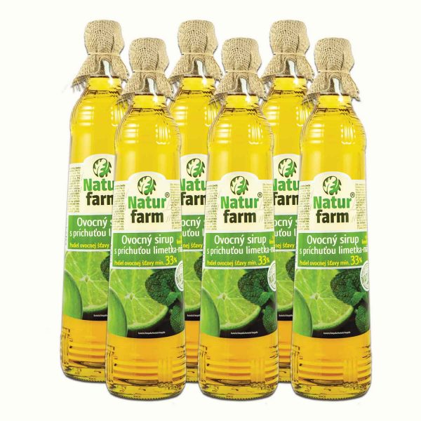 Natur Farm Menta-Lime 6 db tartósítószer-mentes gyümölcsszörp cukorral, 6x700 ml