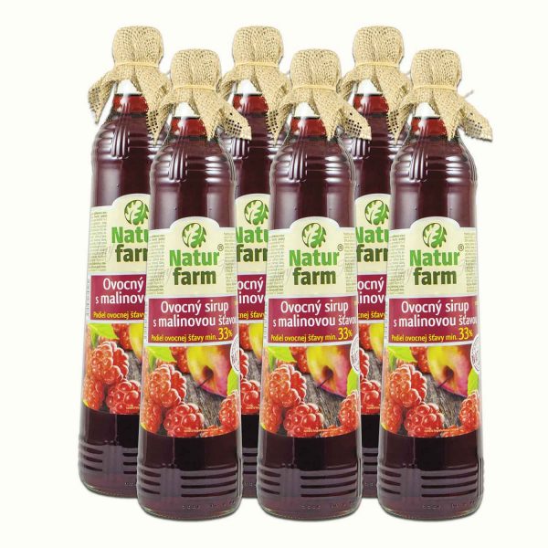 Natur Farm Málna 6 db tartósítószer-mentes gyümölcsszörp cukorral, 6x700 ml